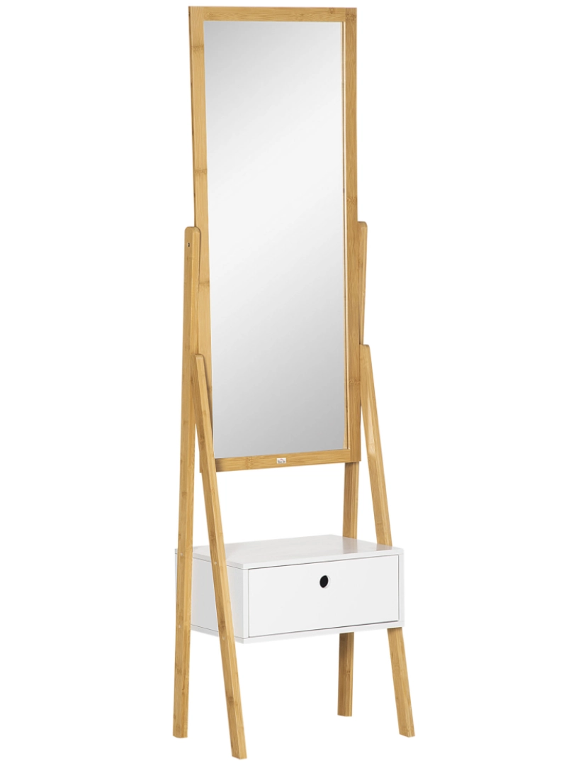 Homcom - Espelho de Pé 45x30x160cm cor branco e madeira 831-504