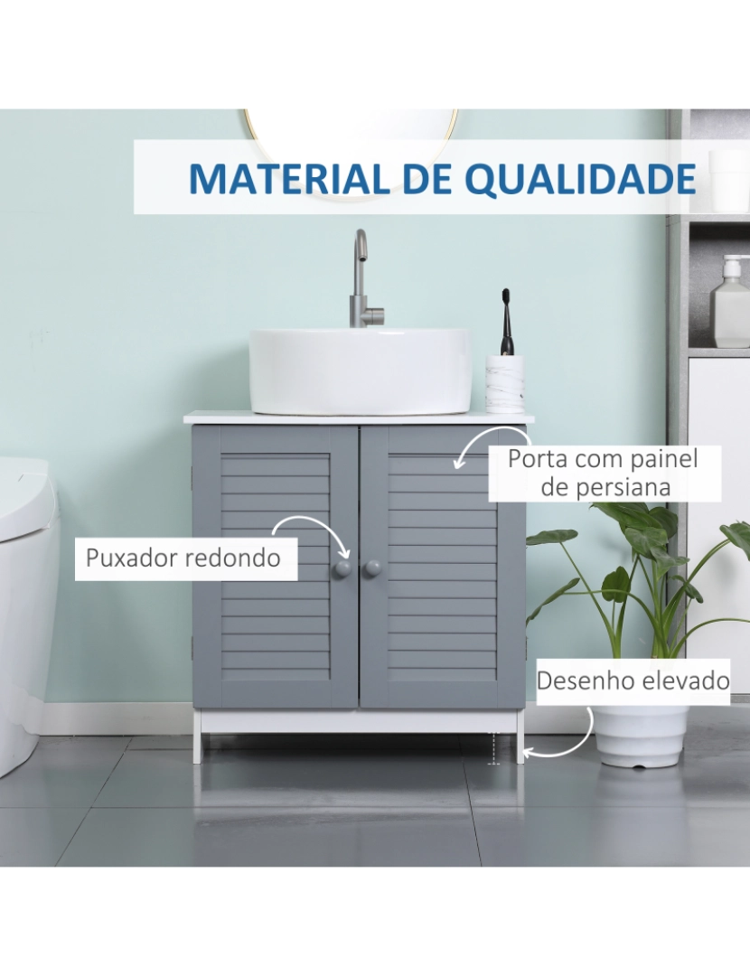 imagem de Móvel para Lavatório Pousar 60x30x60cm cor branco e cinza 834-3576