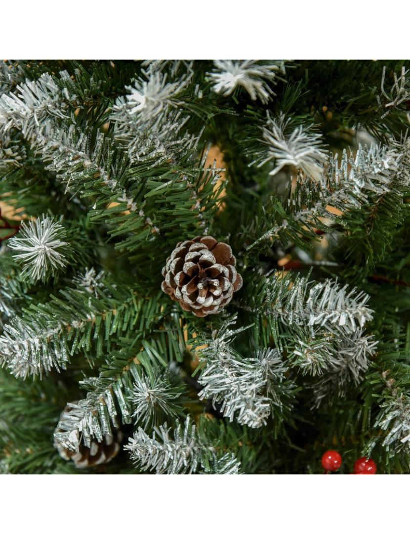 imagem de HOMCOM Árvore de Natal Artificial 150cm Ignífugo com 408 Ramos 28 Bagas 24 Pinhas Folhas de PVC e Suporte Metálico Decoração de Natal para Interiores Verde9