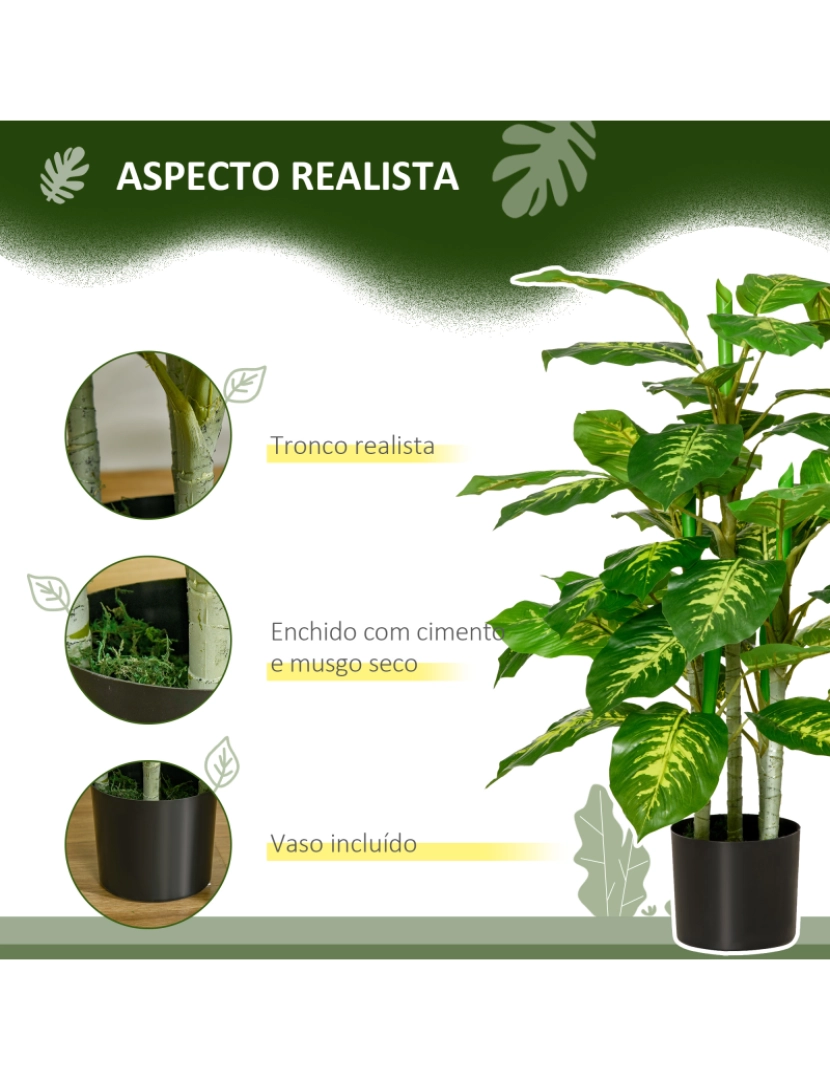 imagem de Planta Artificial Aglaonema 17x17x95cm cor verde 830-4335