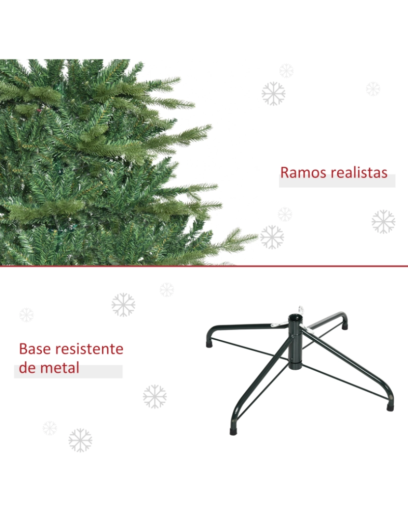 imagem de HOMCOM Árvore de Natal Artificial 180cm com 1443 Ramos Folhas de PVC Base Dobrável e Suporte Metálico Decoração de Natal para Interiores Verde7