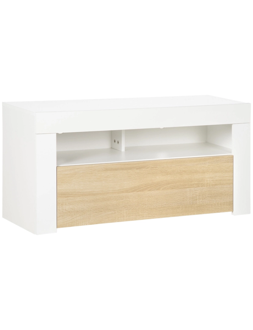 imagem de Móvel de TV 100x35x48.4cm cor madeira e branco 839-470V00WT1