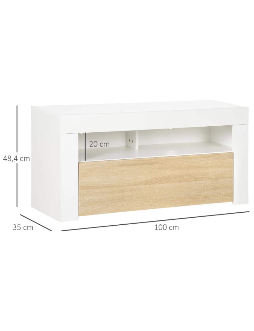 imagem de Móvel de TV 100x35x48.4cm cor madeira e branco 839-470V00WT3