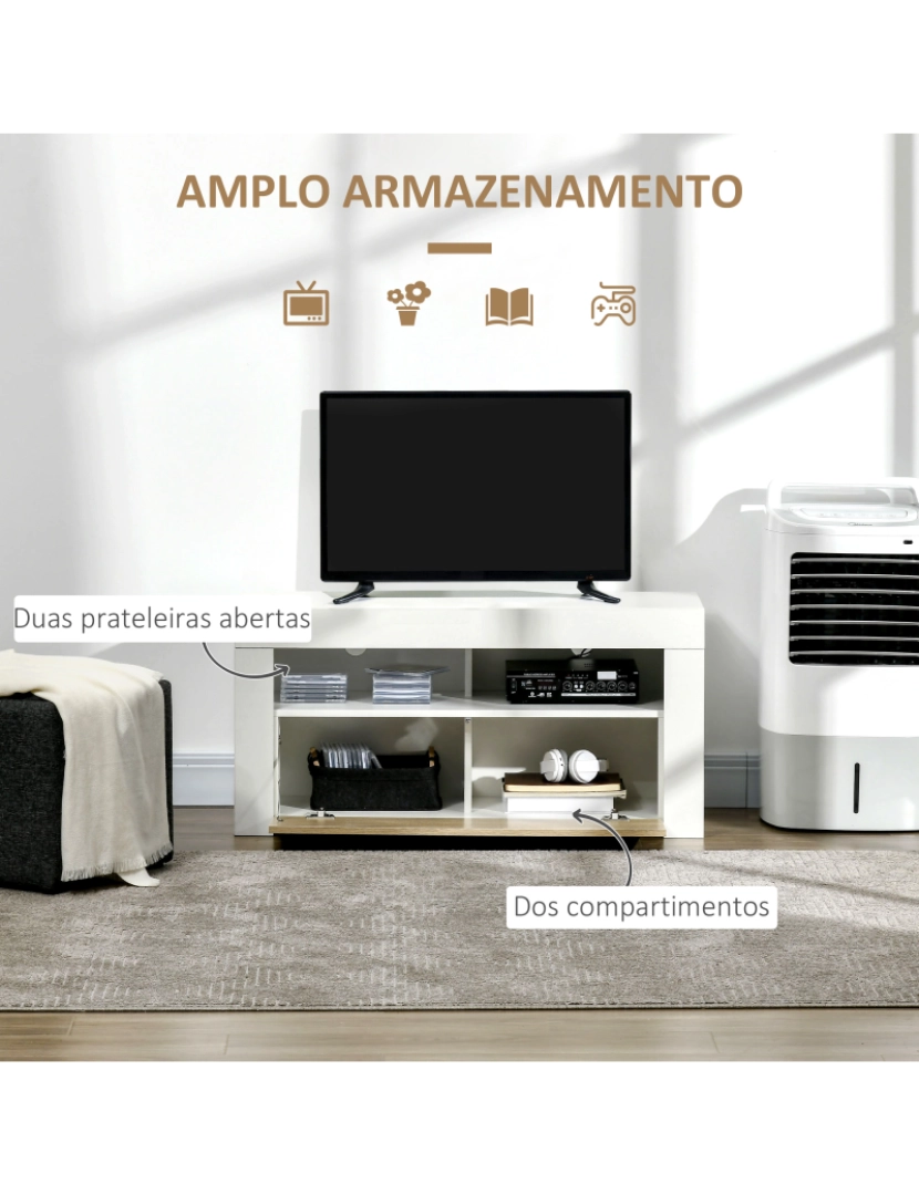 imagem de Móvel de TV 100x35x48.4cm cor madeira e branco 839-470V00WT4