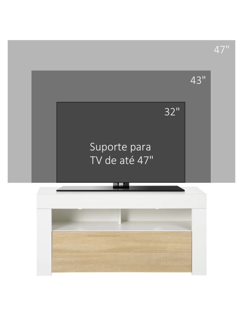 imagem de Móvel de TV 100x35x48.4cm cor madeira e branco 839-470V00WT7