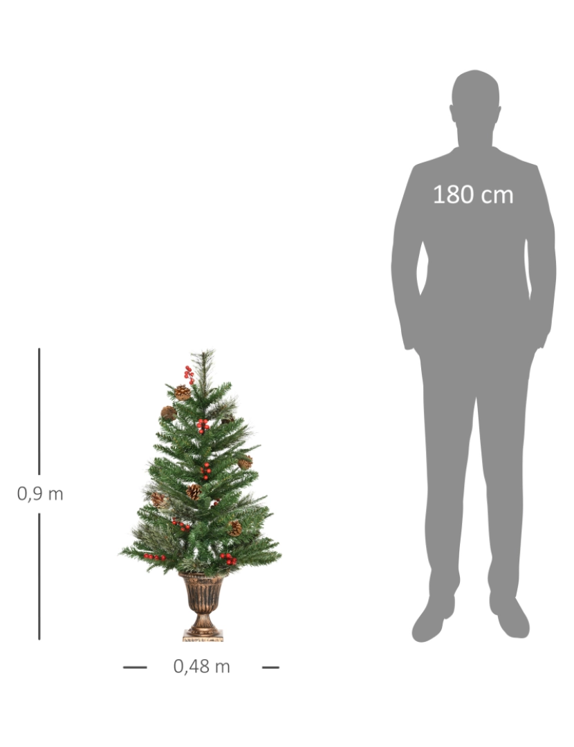 Árvore de Natal HOMCOM Verde e Branco PVC, Metal Ø140x225cm_830-321