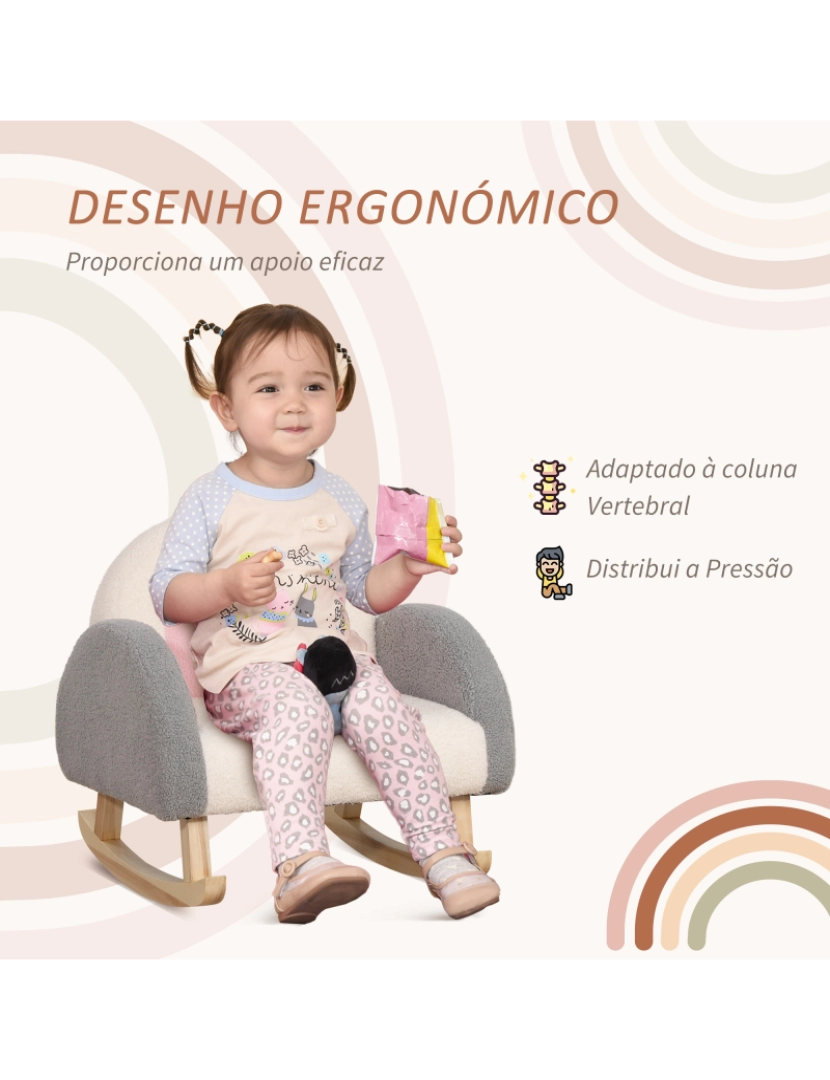 imagem de Poltrona Baloiço Infantil 50x45x50cm cor cinza, creme e rosa 310-056GY6