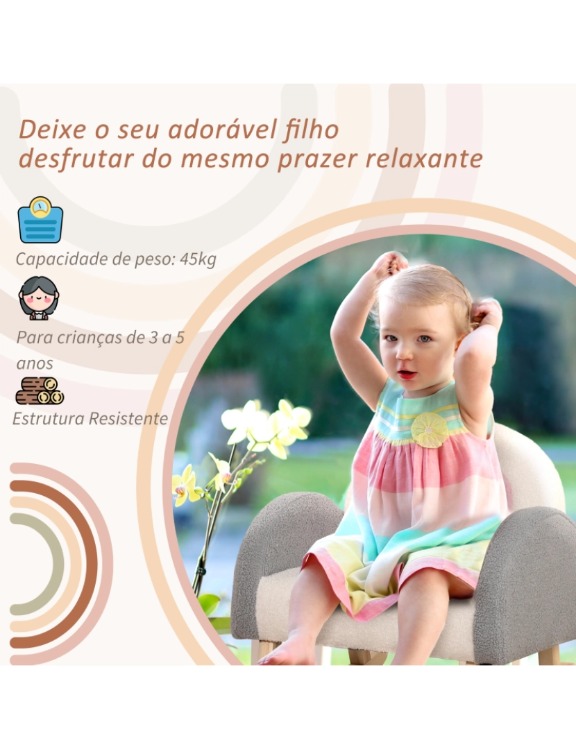 imagem de Poltrona Baloiço Infantil 50x45x50cm cor cinza, creme e rosa 310-056GY7