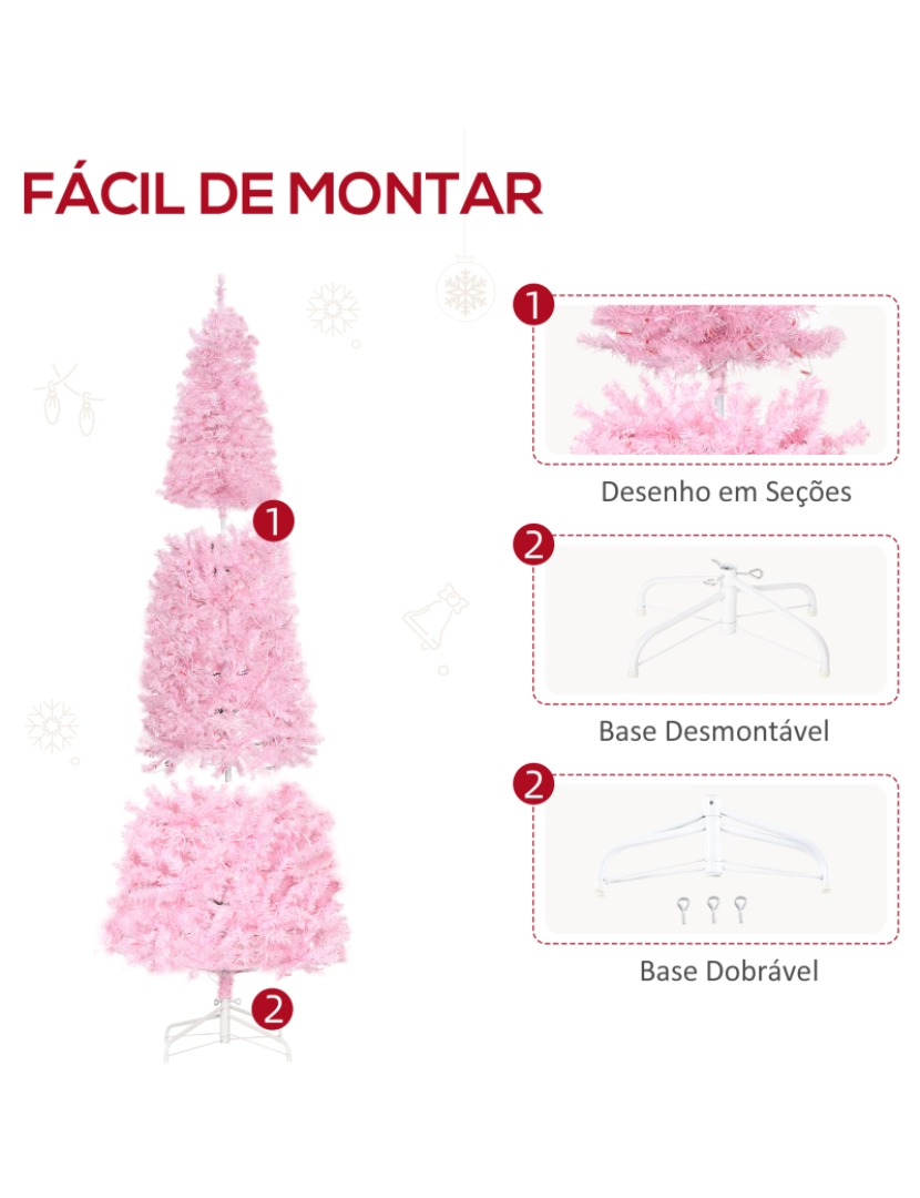 imagem de Árvore de Natal 63x63x180cm cor rosa 830-571V91PK6
