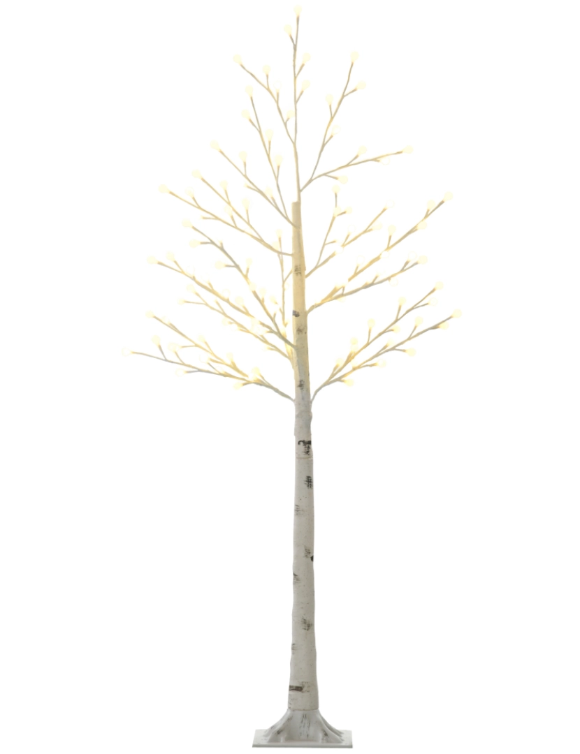 Homcom - HOMCOM Árvore Sintética Altura 150cm com 120 Luzes LED IP44 Ajustável em 3 Modos Ramos Flexíveis e Base de Candeeiro Árvore de Decoração de Natal para Interiores 20x20x150cm Branco