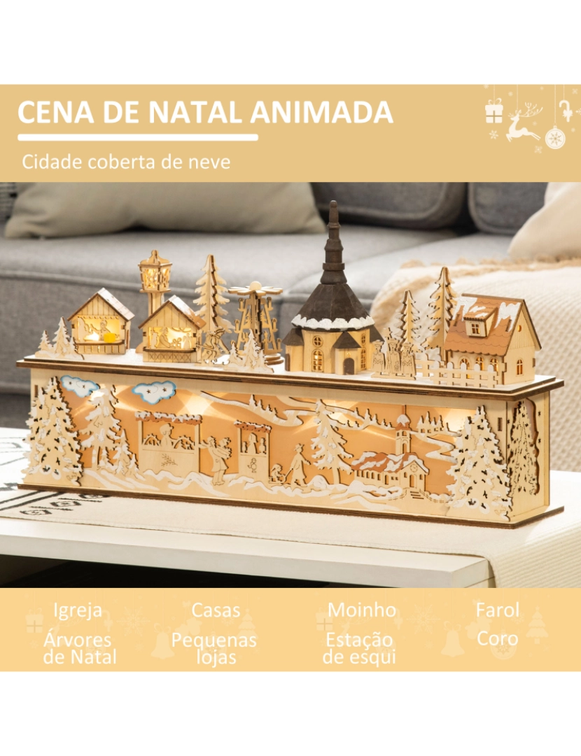imagem de Cena Natalícia Iluminada 45x10x25cm cor cor de madeira natural 830-516V00ND4