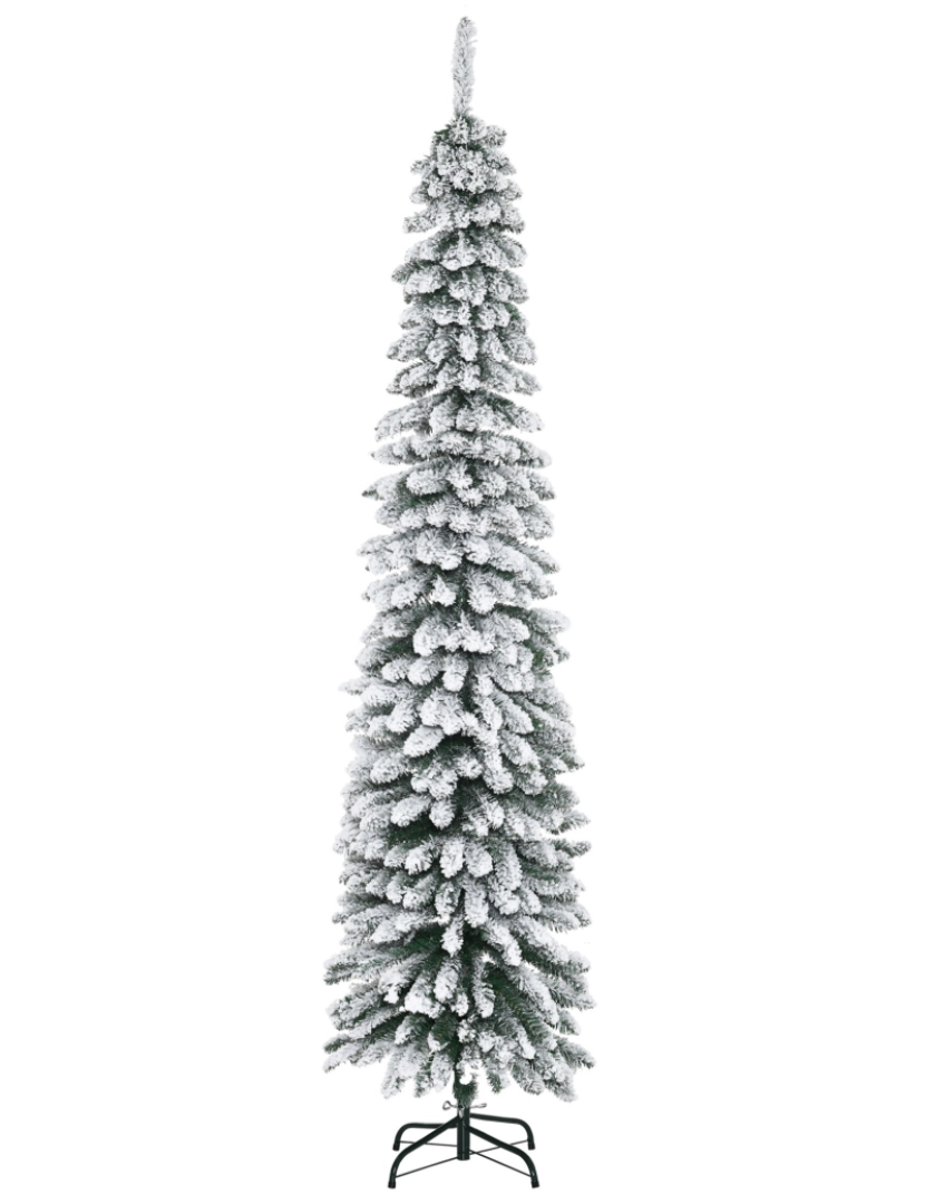 imagem de HOMCOM Árvore de Natal Artificial 210cm com Neve Ignífugo com 490 Ramos Folhas de PVC Base Dobrável e Suporte Metálico Decoração de Natal para Interiores Verde1