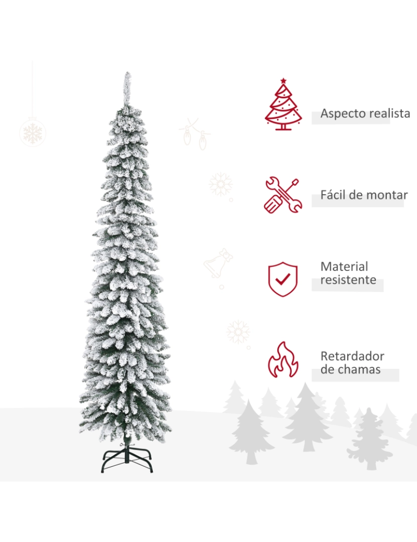 imagem grande de HOMCOM Árvore de Natal Artificial 210cm com Neve Ignífugo com 490 Ramos Folhas de PVC Base Dobrável e Suporte Metálico Decoração de Natal para Interiores Verde4