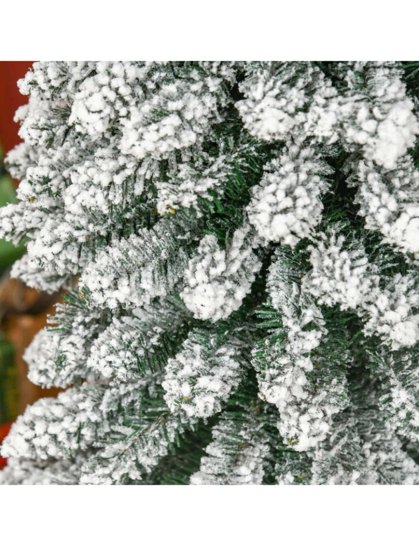 imagem de HOMCOM Árvore de Natal Artificial 210cm com Neve Ignífugo com 490 Ramos Folhas de PVC Base Dobrável e Suporte Metálico Decoração de Natal para Interiores Verde9