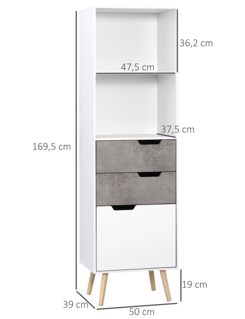 imagem de Estante 50x39x169.5cm cor branco e cinza 838-190LG3