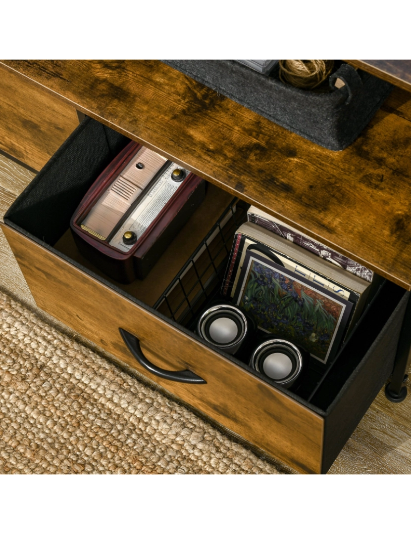imagem de Cómoda com Gaveta Dobrável 44x29x92cm cor castanho rústico 838-299V00RB9