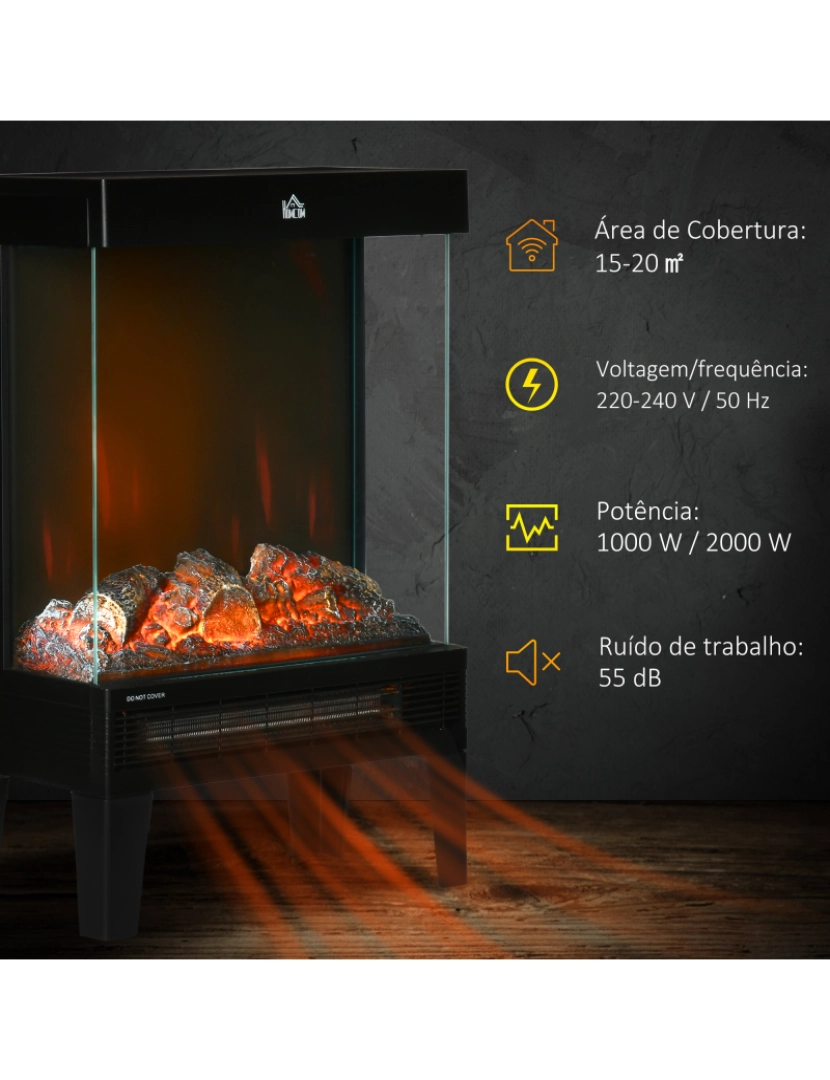imagem de Lareira Elétrica 40.5x20x62cm cor preto 820-301V90BK6