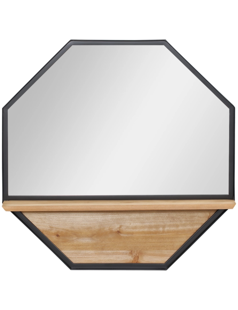 Homcom - Espelho de Parede 61x8.4x61cm cor preto e madeira 830-606V00BK