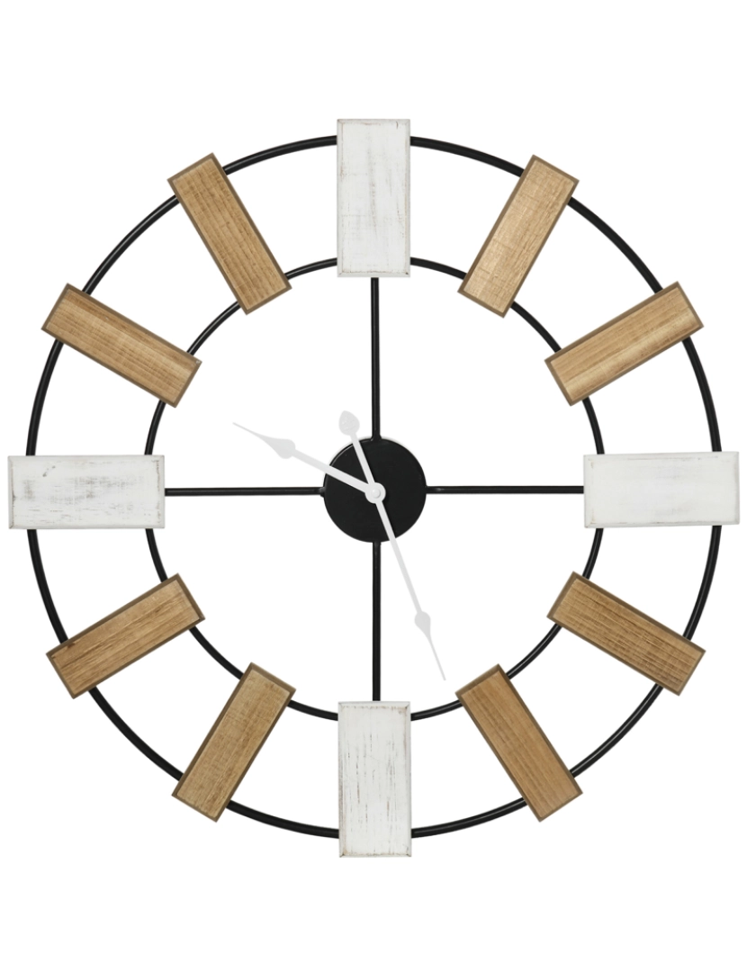 Homcom - Relógio de Parede 60x4x60cm cor branco, preto e madeira 830-640V00MX