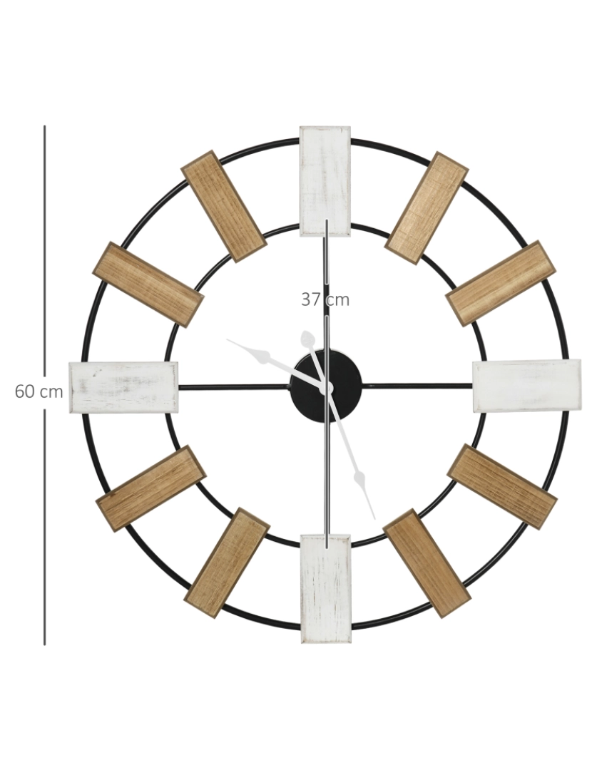 imagem de Relógio de Parede 60x4x60cm cor branco, preto e madeira 830-640V00MX3