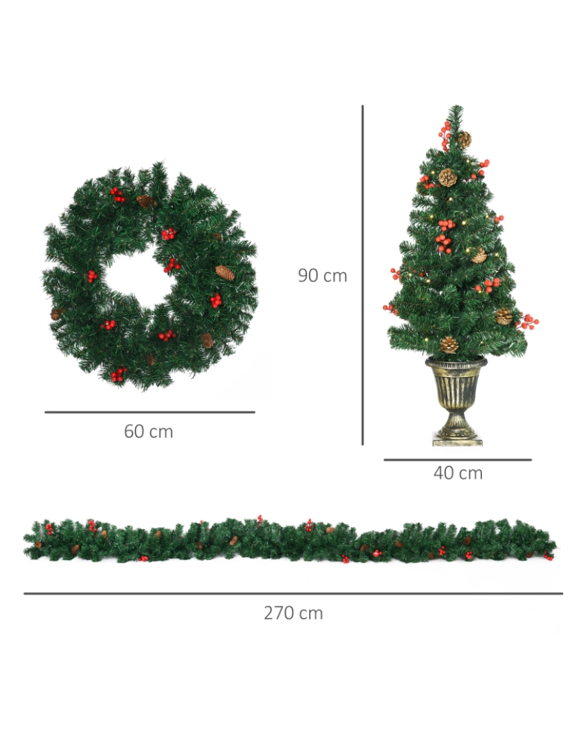 imagem de Decorações de Natal 40x40x90cm cor verde 830-529V00GN3