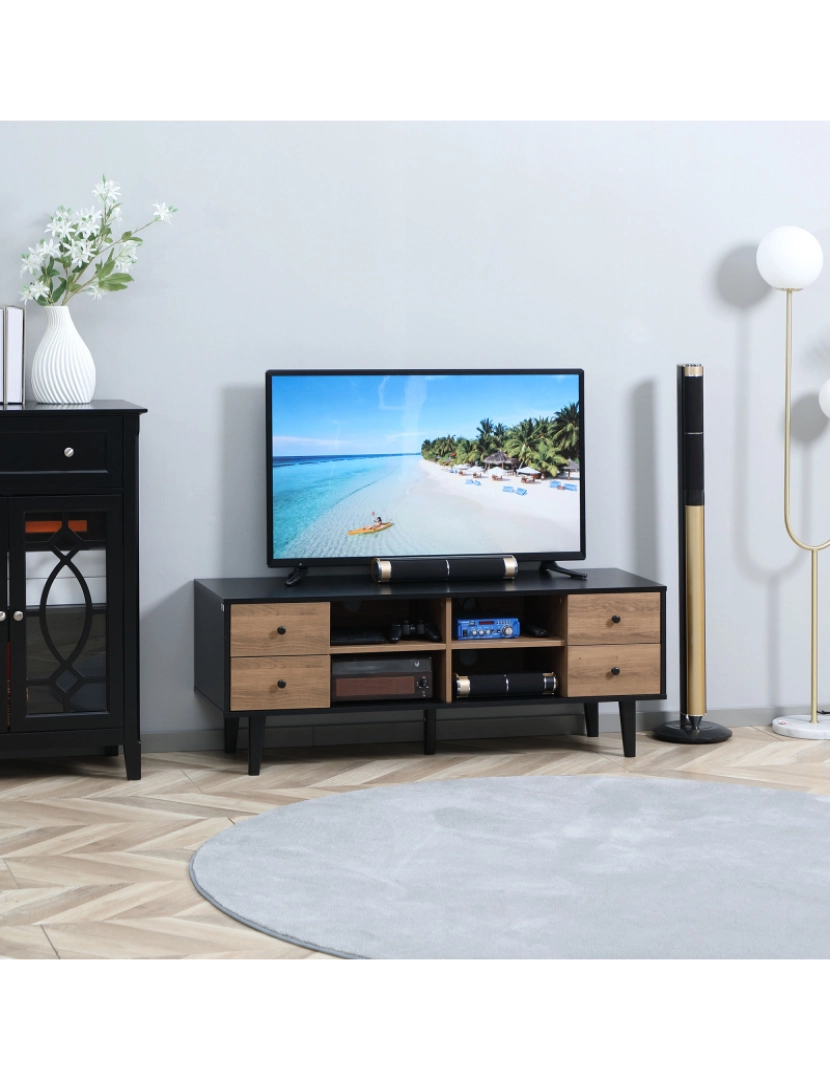 imagem de Móvel de TV 130x40x50cm cor madeira e preto 839-349ND2