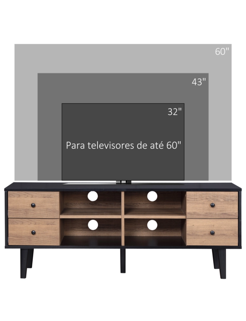 imagem de Móvel de TV 130x40x50cm cor madeira e preto 839-349ND7