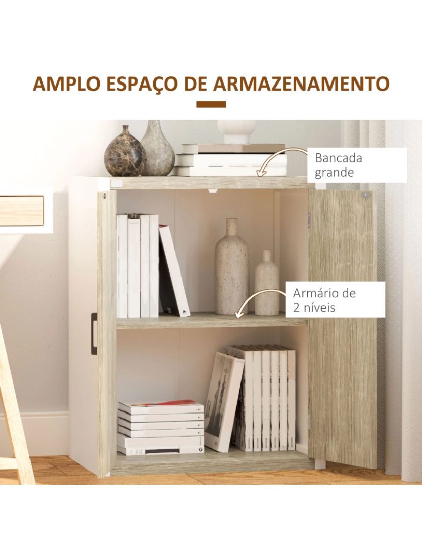 imagem de Aparador de Sala de Estar 62x40x77cm cor madeira e branco 838-2225