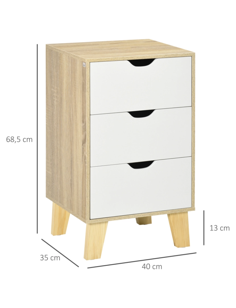 imagem de Mesa de Cabeceira 40x35x68.5cm cor madeira e branco 831-594V01LR3