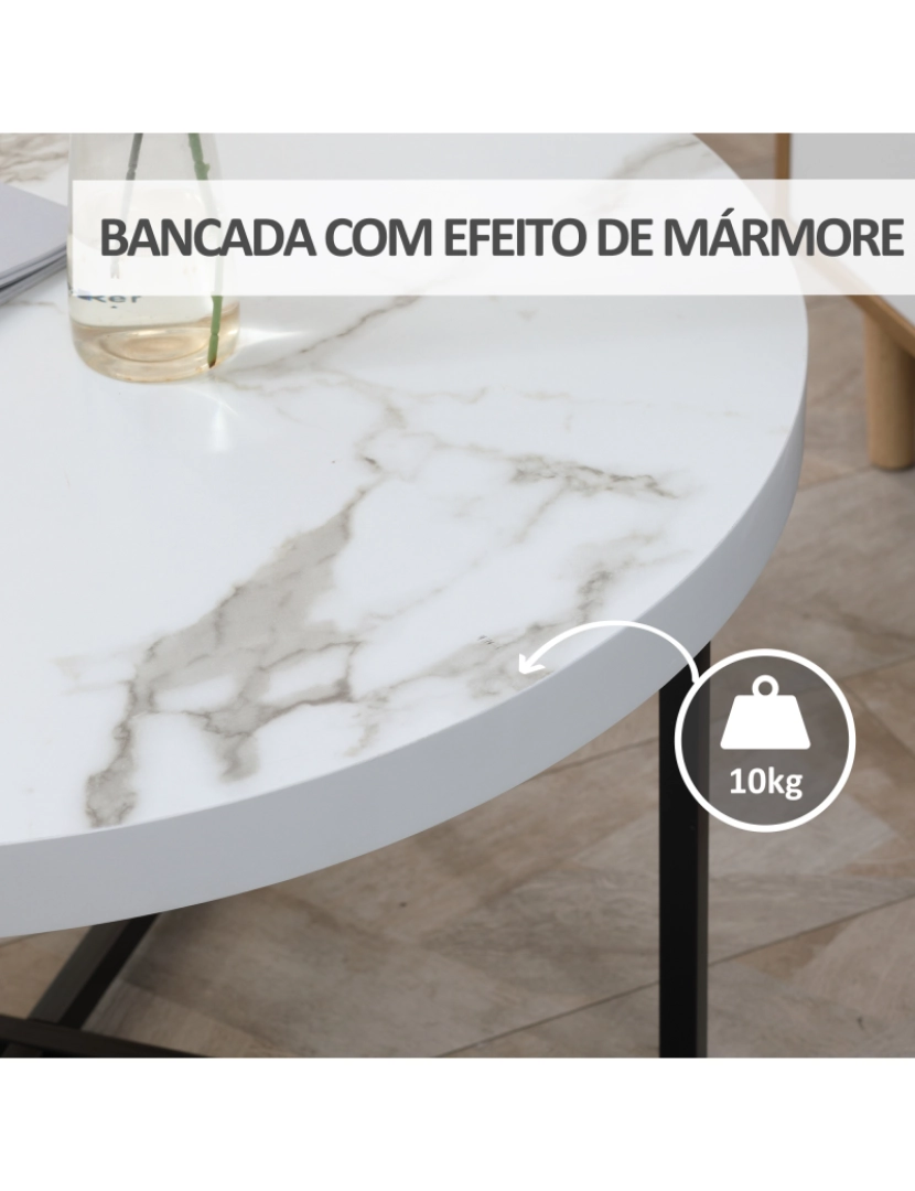 imagem de Mesa de Centro 80x80x45cm cor branco e preto 839-147WT5