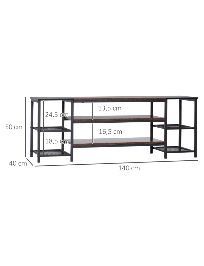 imagem de Móvel de TV 140x40x50cm cor marrom e preto 839-539V00RB3