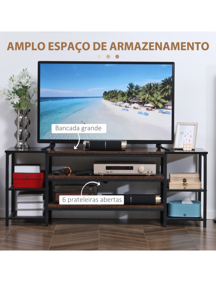 imagem de Móvel de TV 140x40x50cm cor marrom e preto 839-539V00RB5