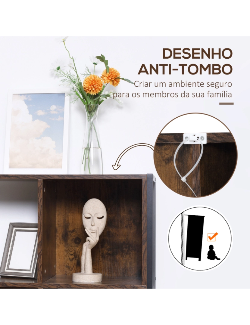 imagem de Estante 74x30x155cm cor marrom rústico e preto 836-545V00RB7