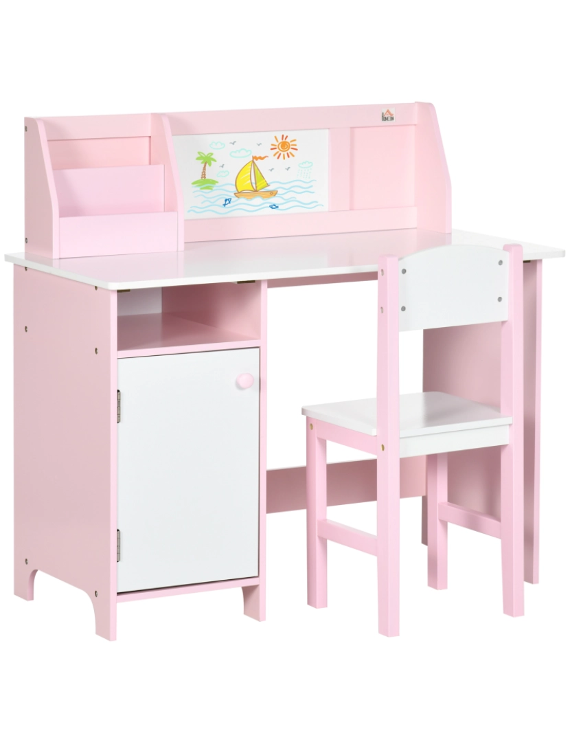 Homcom - Mesa e Cadeira Infantil 90x45x85cm cor rosa 312-089V00PK