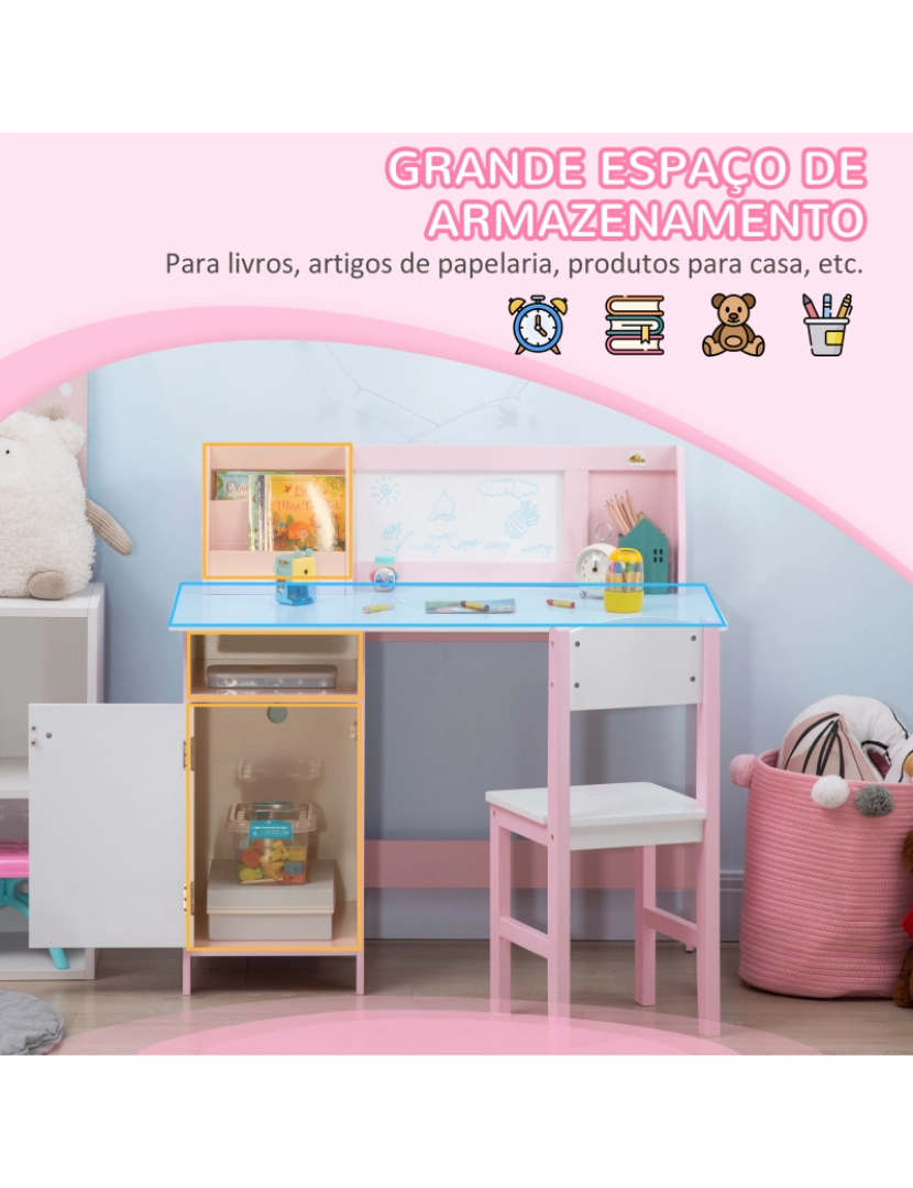 imagem de Mesa e Cadeira Infantil 90x45x85cm cor rosa 312-089V00PK4