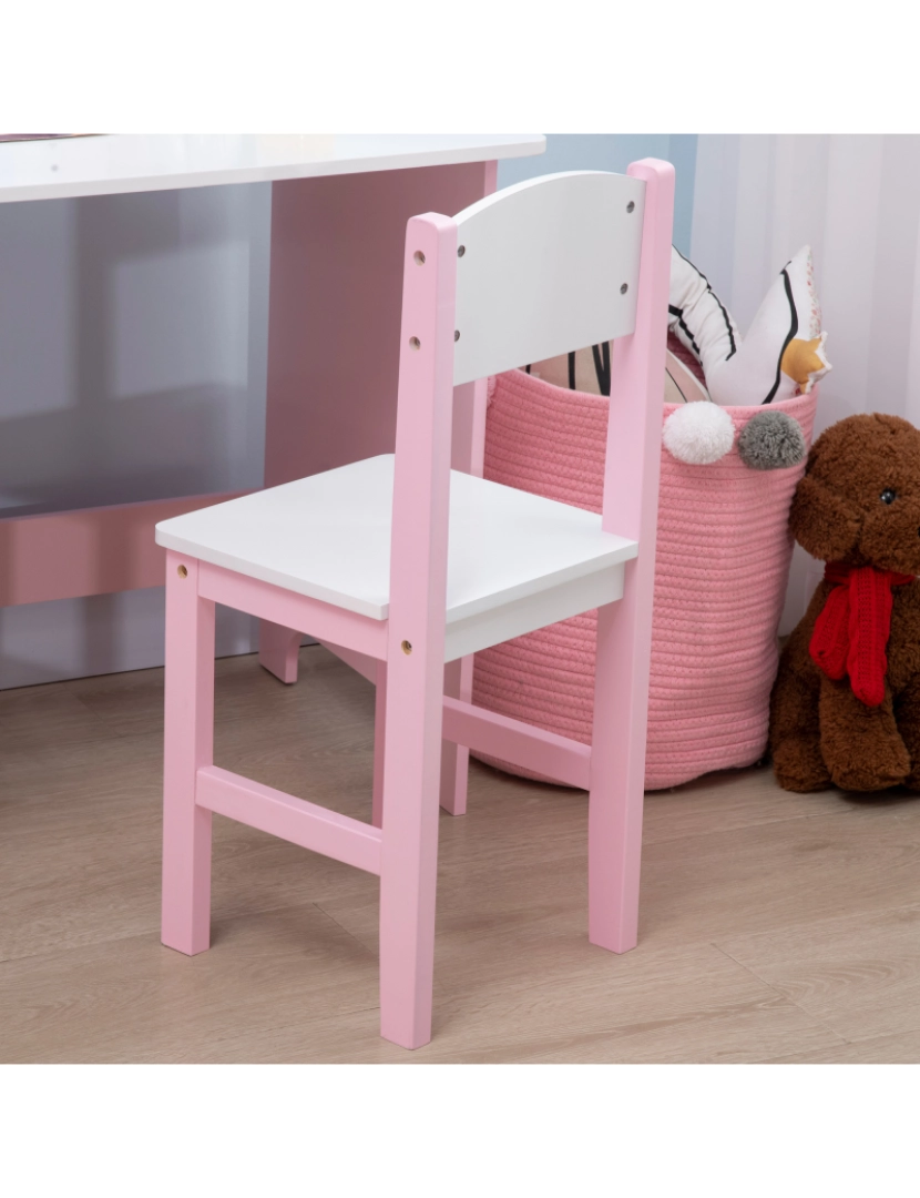 imagem de Mesa e Cadeira Infantil 90x45x85cm cor rosa 312-089V00PK8