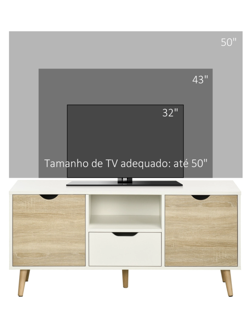 imagem de Móvel de TV 110x40x50cm cor branco e madeira 838-180ND6