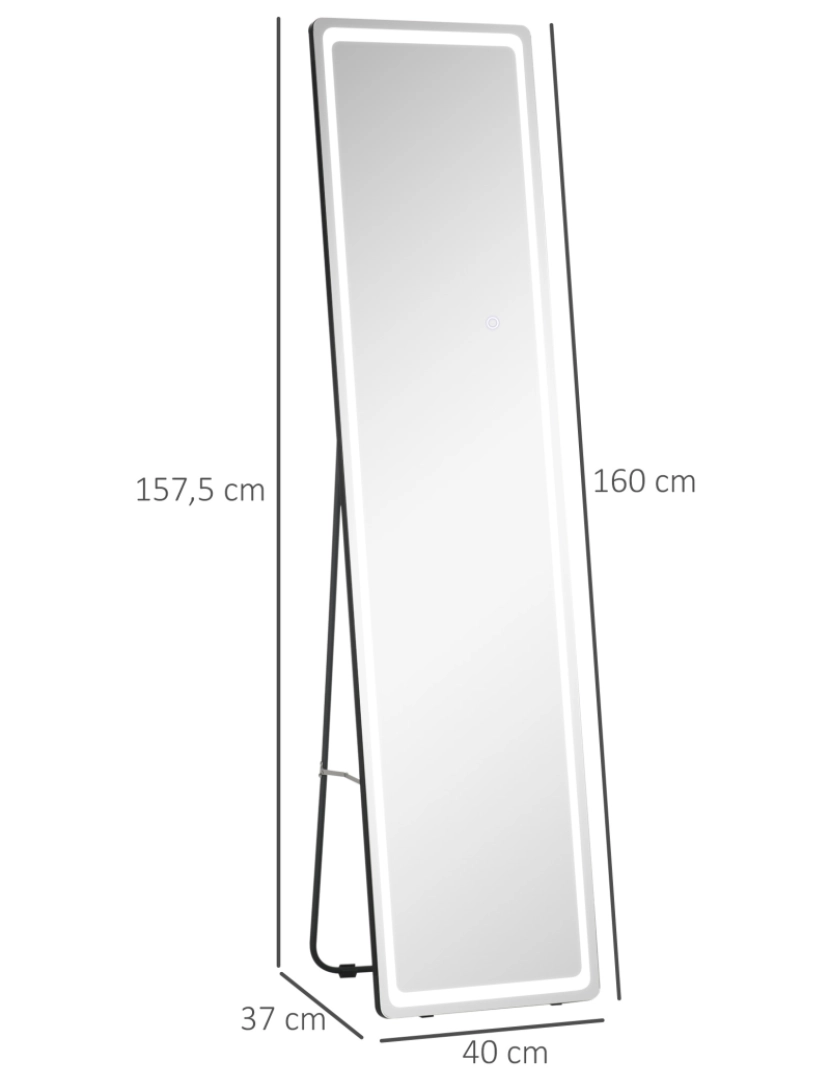 imagem de Espelho de Pé 40x51x156,5cm cor prata e preto 831-583V90SR3