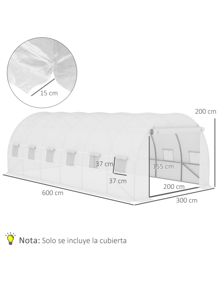 imagem de Cobertura de Estufa 600x300x200cm cor branco 845-382WT3