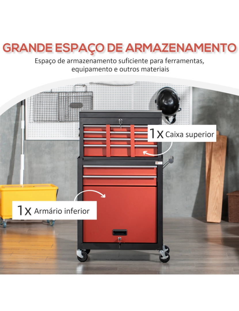 imagem de Carro de Ferramentas 70x33x108cm cor preto e vermelho B20-088V01BK5