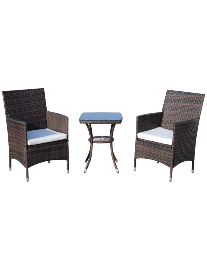 Outsunny - Conjunto Cadeiras de Jardim 60x58,5x89,5cm cor marrom 863-027BN