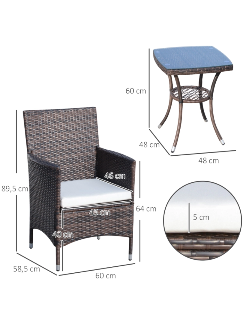 imagem de Conjunto Cadeiras de Jardim 60x58,5x89,5cm cor marrom 863-027BN3