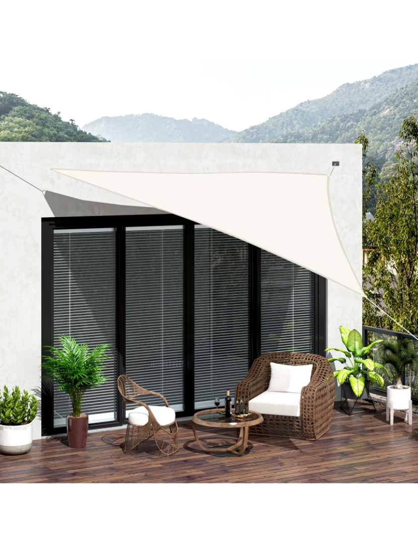 imagem de Toldo Vela Triangular 500x500x500cm cor creme branco 01-06392