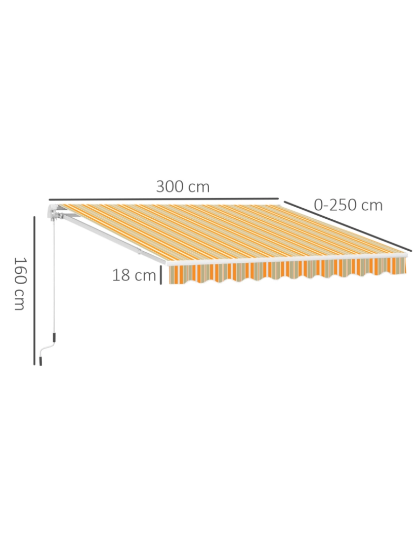 imagem de Toldo Retrátil 300x250cm cor laranja, branco e bege 01-01203