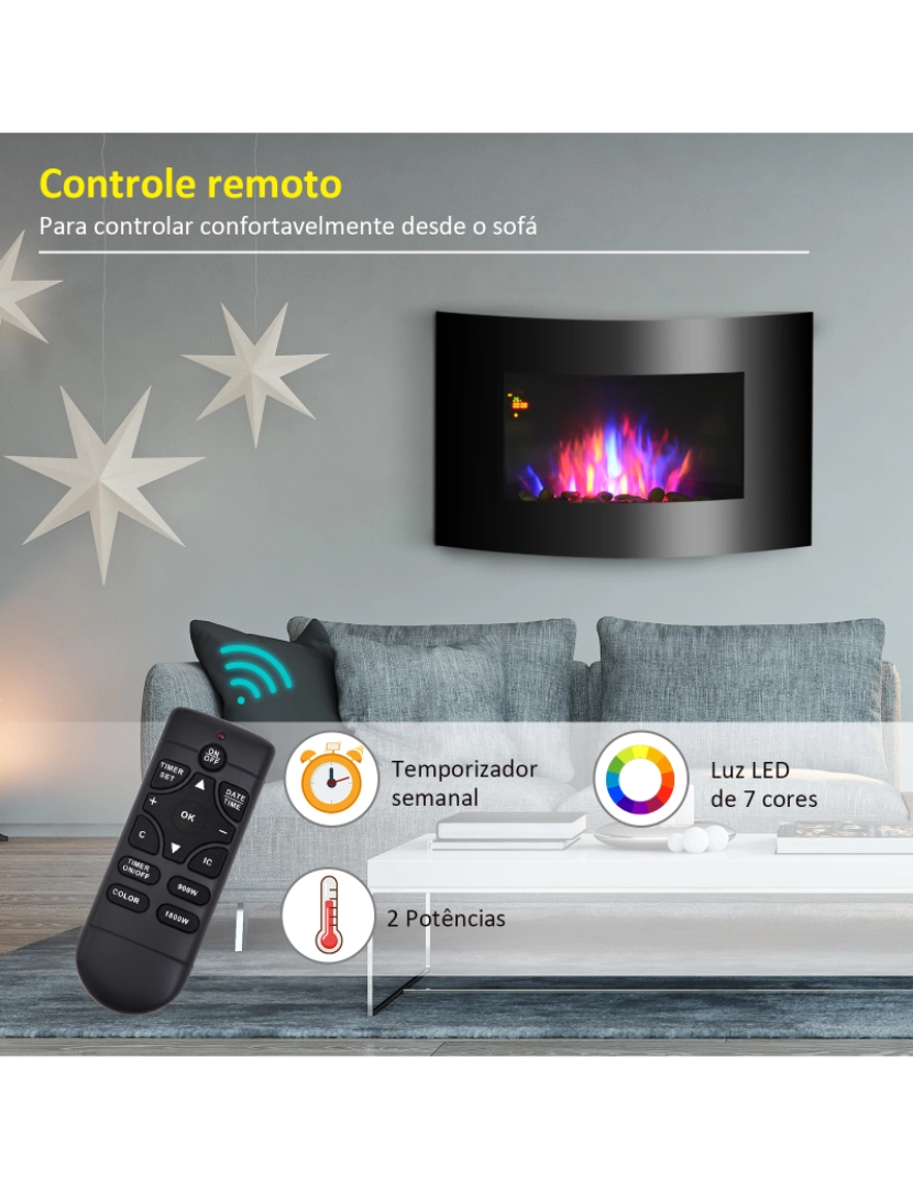 imagem de Lareira Elétrica 65x11,4x52cm cor preto 820-0144