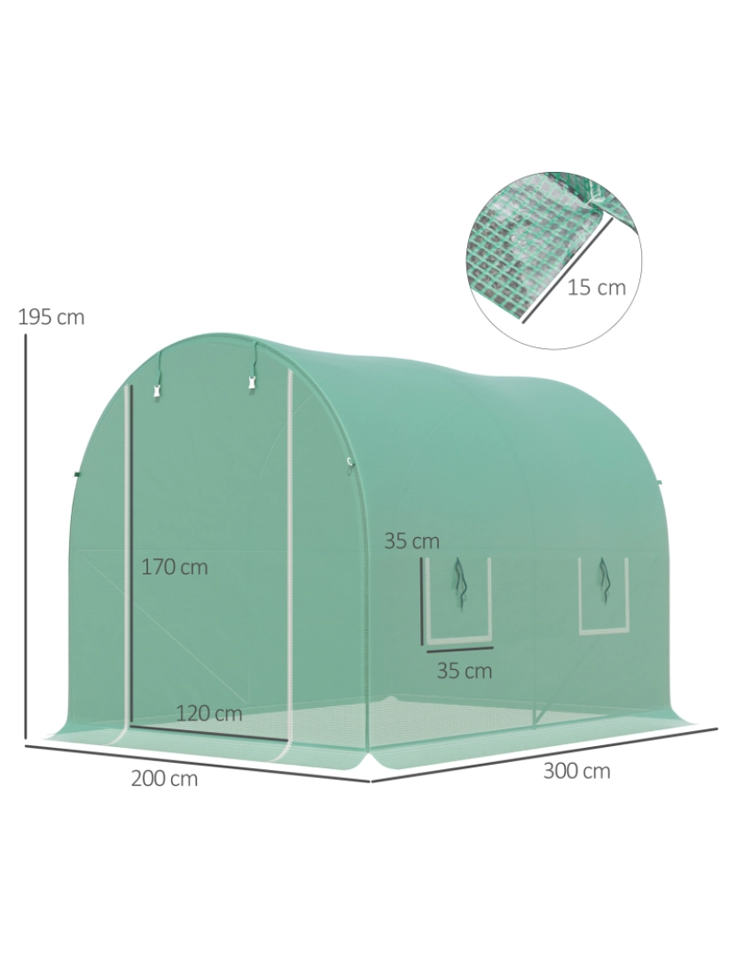 imagem de Estufa Tipo Túnel 300x200x195cm cor verde 845-1553