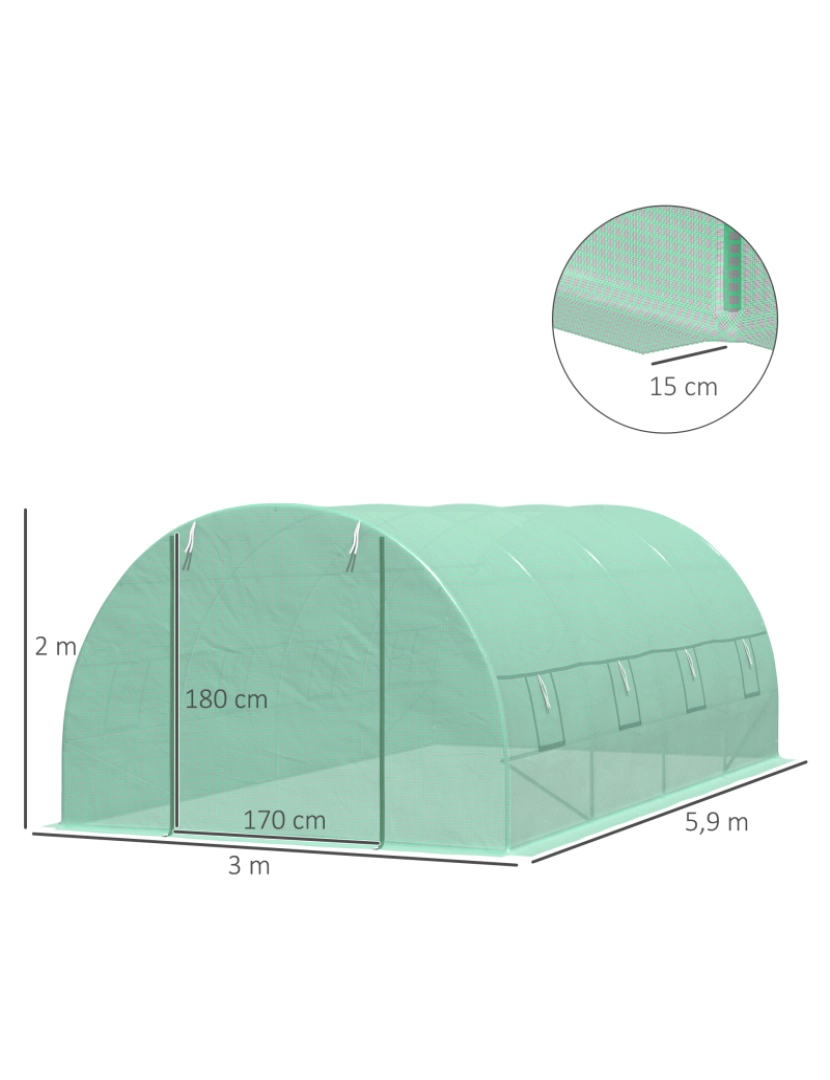 imagem de Estufa Tipo Túnel 600x300x200cm cor verde 845-0183
