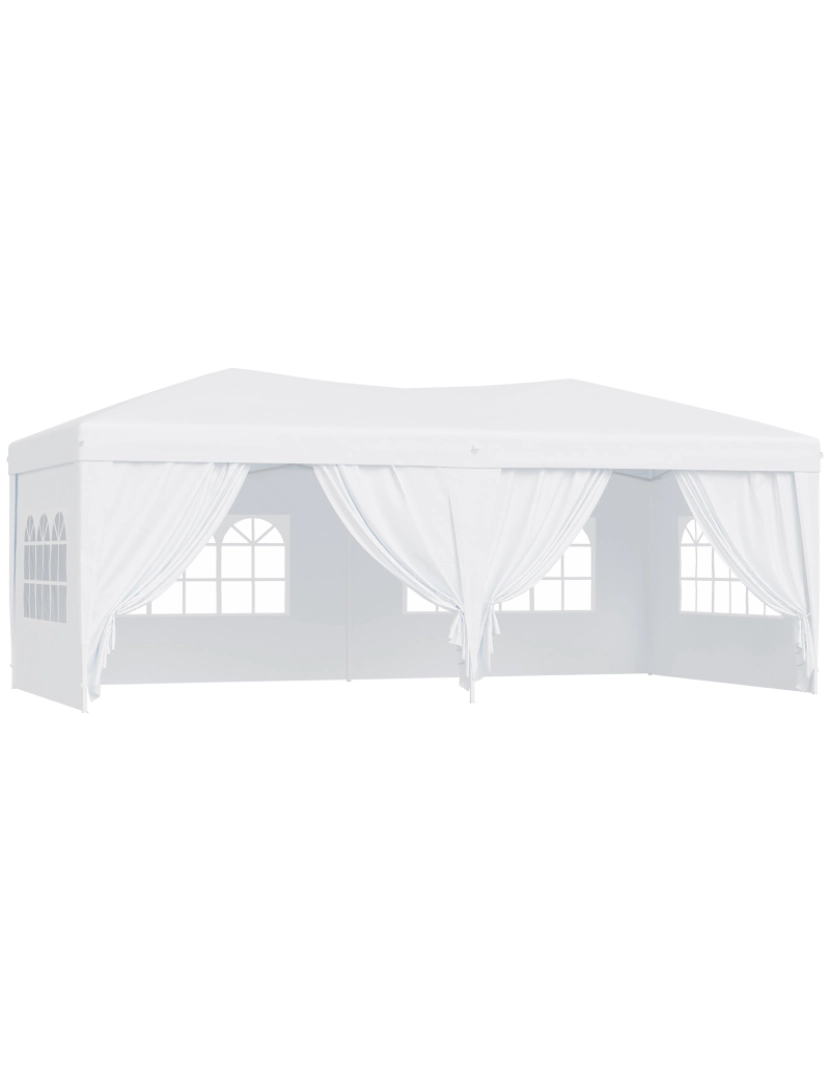 imagem de Outsunny Tenda para Festas com Paredes Laterais Amovíveis Tenda Dobrável com 2 Portas com Zíper 4 Janelas e Bolsa de Transporte 591x297x255 cm Branco1