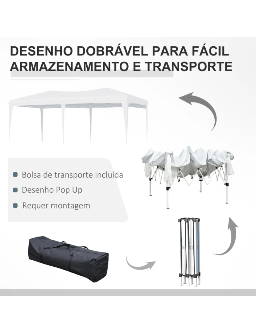 imagem de Outsunny Tenda para Festas com Paredes Laterais Amovíveis Tenda Dobrável com 2 Portas com Zíper 4 Janelas e Bolsa de Transporte 591x297x255 cm Branco5