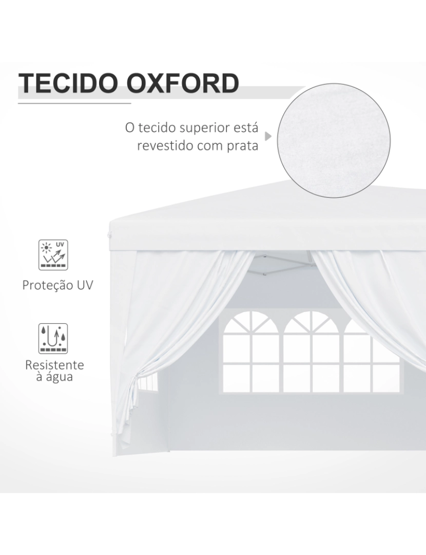 imagem de Outsunny Tenda para Festas com Paredes Laterais Amovíveis Tenda Dobrável com 2 Portas com Zíper 4 Janelas e Bolsa de Transporte 591x297x255 cm Branco6